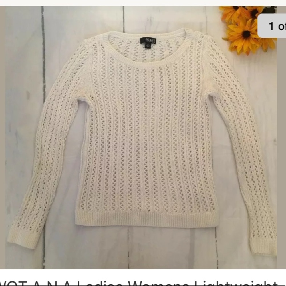 A.N.A Ladies Lightweight‎ Sweater White Sz PM (g)